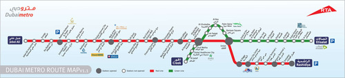 Metro Dubai - Das Dubai Metro Streckennetz - Dubai, metro, U-Bahn, Plan.